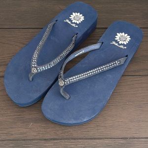 Yellow Box navy flip flops